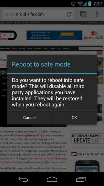В Jelly Bean появился безопасный режим