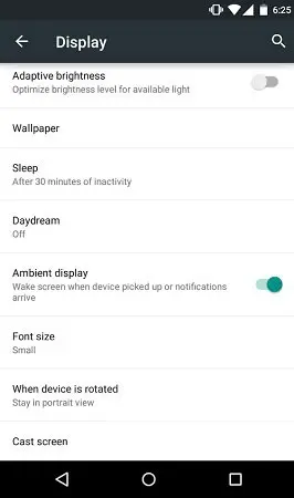 Умное поведение экрана в Nexus 6 и Android 5.0